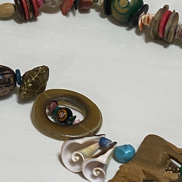 3/22 Unique Vintage Coco Shell Wood Necklace / Boho - Picture 5 of 12